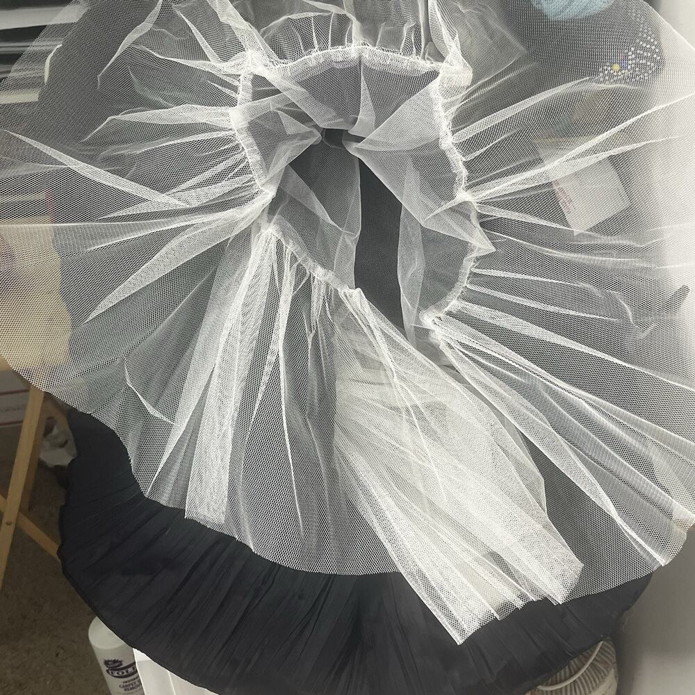 Roberta California Vintage Gown 7/8 Taffeta Tulle Ruching Bow Black Ivory USA - Picture 15 of 16
